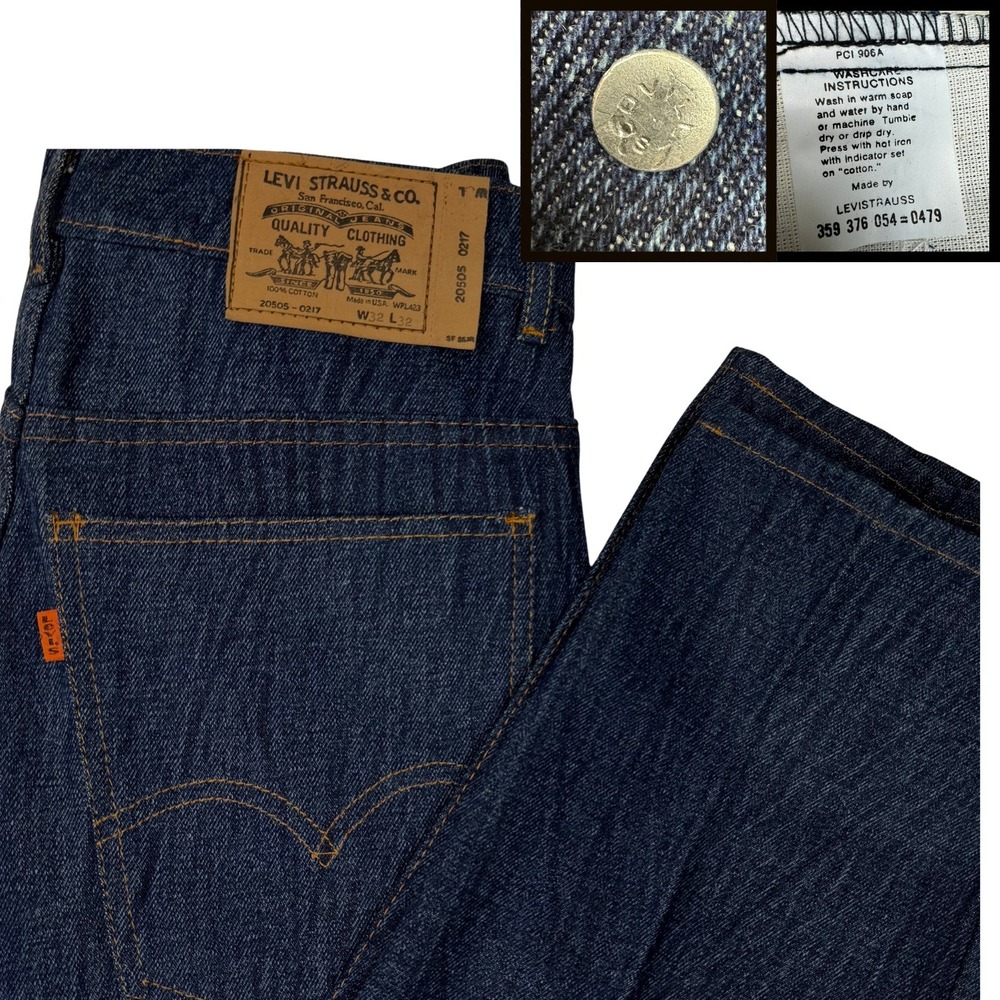 Vintage Levi's 20505 Orange Tab Jeans Mens 32x32 (31x34) Dark Wash USA Scovill